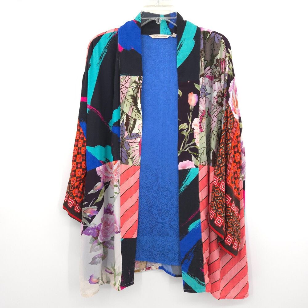 Soft‎ Surroundings Empress Topper Kimono Cardigan Size L/XL patchwork Boho